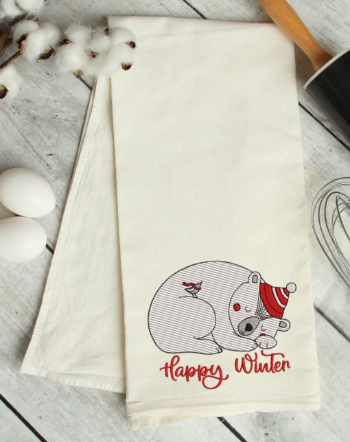 Happy Winter Polar Bear 2020 Embroidery Design