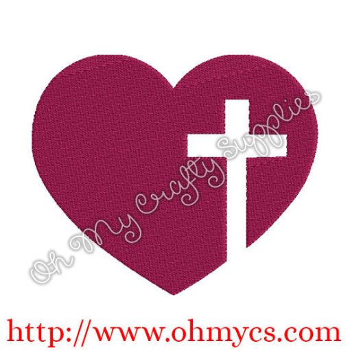 Heart Cross Embroidery Design