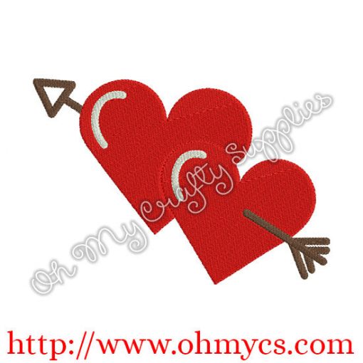 Hearts with Arrow Embroidery Design