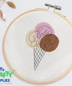 Hello Summer Ice Cream Embroidery Design