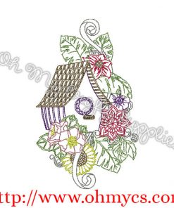Henna Bird House Embroidery Design