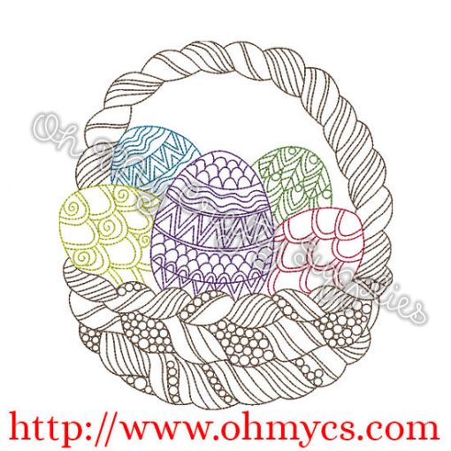 Henna Easter Egg Basket Embroidery Design