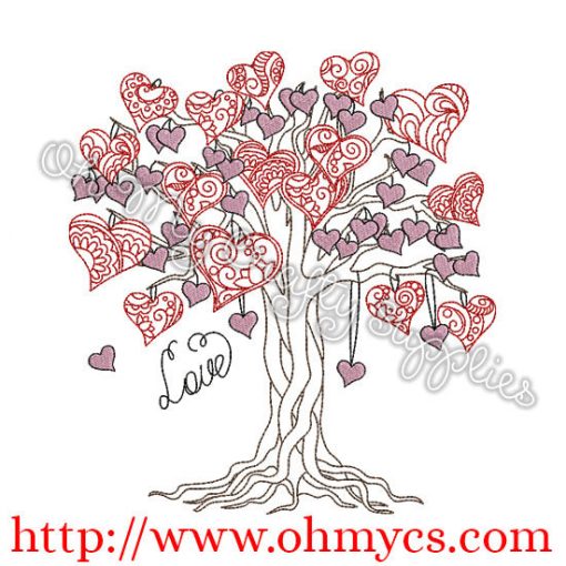 Henna Heart Tree Embroidery Design