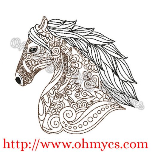 Henna Horse Head Embroidery Design