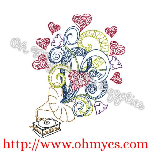 Henna Record Player Embroidery Design