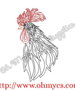 Henna Rooster Head Embroidery Design