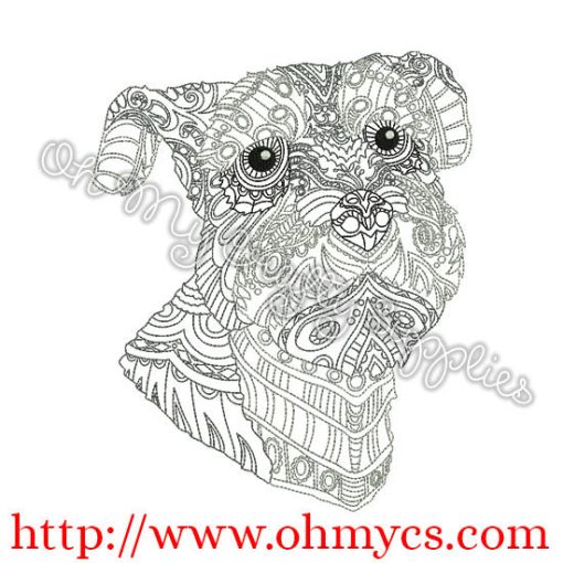 Henna Schnauzer Embroidery Design
