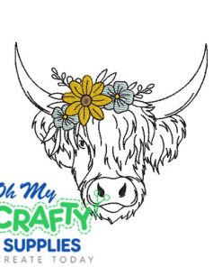 Highland Sketch Cow 722 Embroidery Design