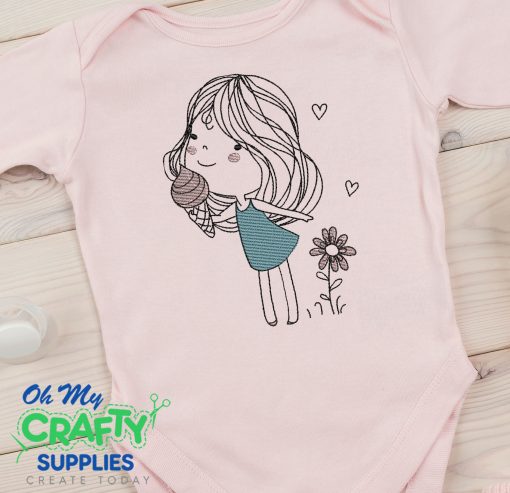 Ice Cream Girl Embroidery Design