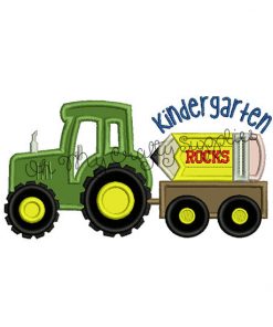 Kindergarten Tractor Applique Embroidery Design