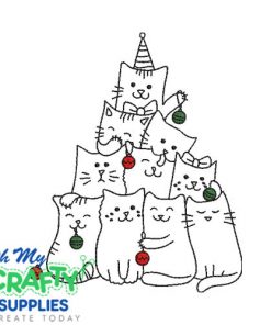 Kitten Tree Embroidery Design