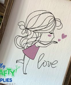 Love Lady Girl Embroidery Design