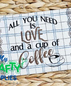 Love and Coffee Mug Rug Embroidery Design (REV)