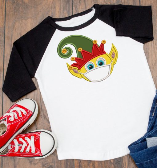 Masked Elf Emoji Applique Design