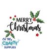 Merry Christmas Holly Stars Embroidery Design