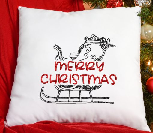 Merry Christmas Sleigh Embroidery Design