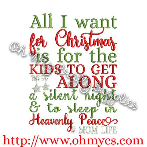 Mom Life Christmas Embroidery Design