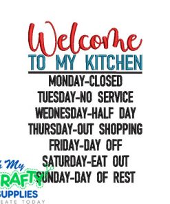 My Kitchen 123 Embroidery Design