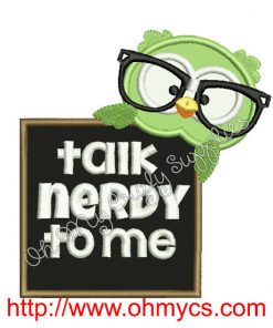Talk Nerdy to Me Owl Applique