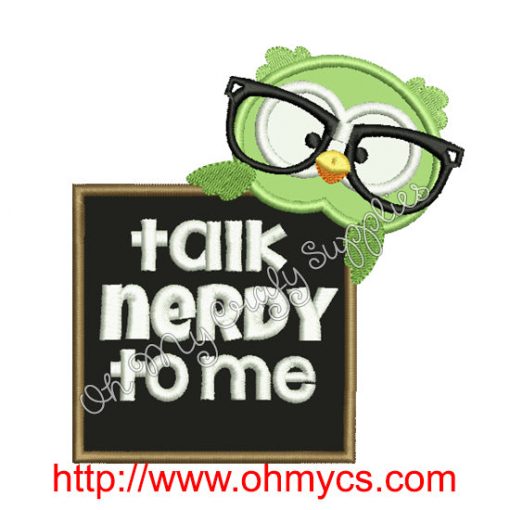 Talk Nerdy to Me Owl Applique