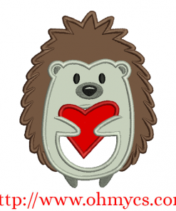 Valentine Hedgehog Embroidery Applique