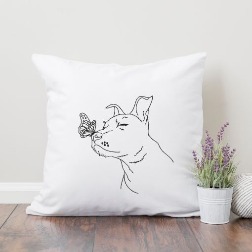 Dog Sketch with Butterfly 2020 Embroidery Design