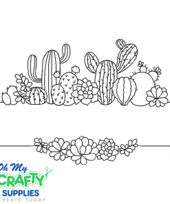 Cactus Monogram Border 2021 Embroidery Design