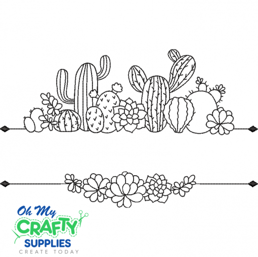 Cactus Monogram Border 2021 Embroidery Design