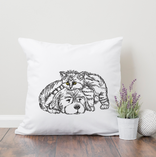 Cat and Dog Sketch 2020 Embroidery Design
