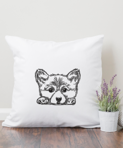Corgi Puppy Sketch Face Embroidery Design