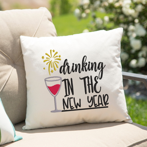 Drinking in the New Year 2021 Embroidery Design