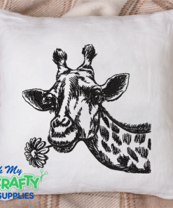 Giraffe with Flower Sketch 2021 Embroidery Design