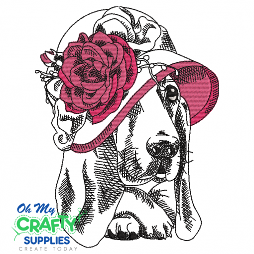 Pooch with Hat Sketch 2021 Embroidery Design