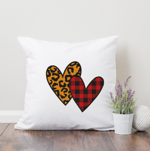 Leopard Plaid Hearts 2020 Embroidery Design