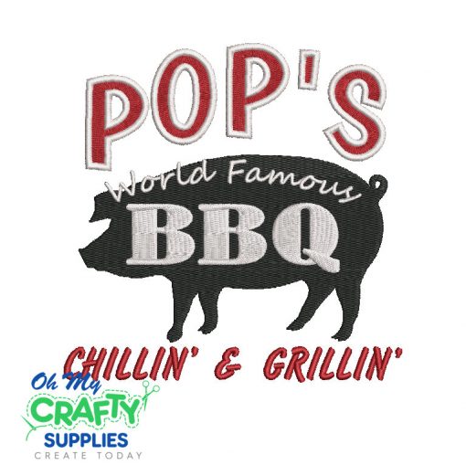 Pop's Famous BBQ 2021 Embroidery Design