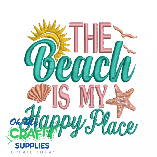 Beach Is My Happy Place 72 Embroidery Design