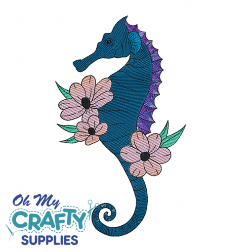 Blended Floral Seahorse 221 Embroidery Design