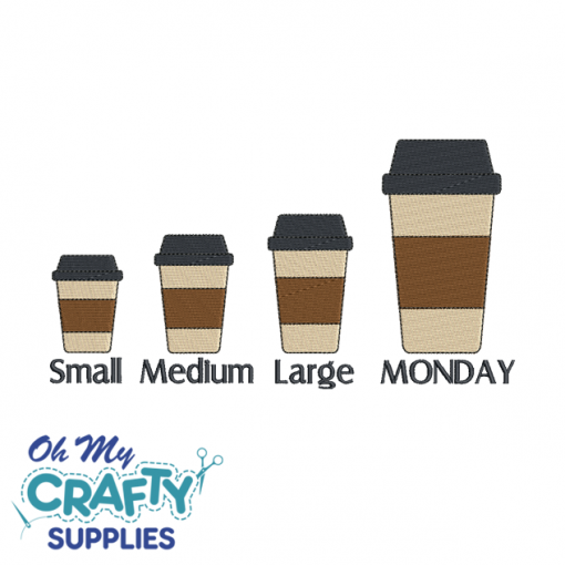 Coffee Sizes 227 Embroidery Design