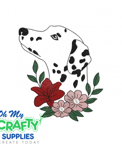 Dalmatian Dog with Flowers Embroidery Design