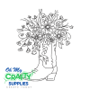 Floral Boot Sketch 1227 Embroidery Design
