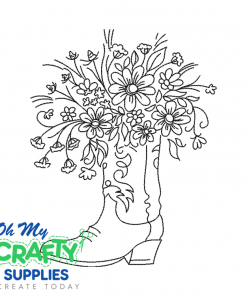 Floral Boot Sketch 1227 Embroidery Design