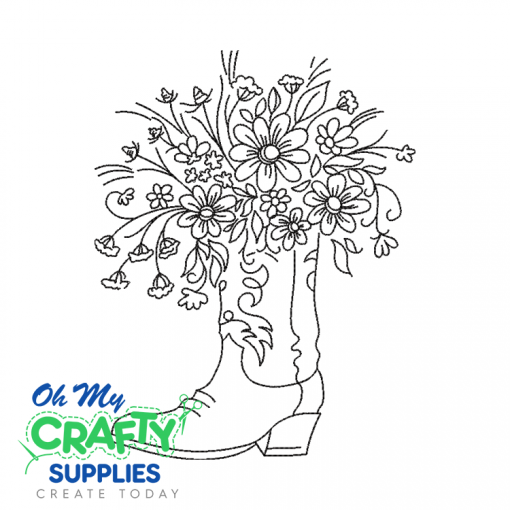 Floral Boot Sketch 1227 Embroidery Design