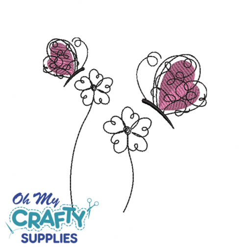 Floral Butterflies 11822 Embroidery Design
