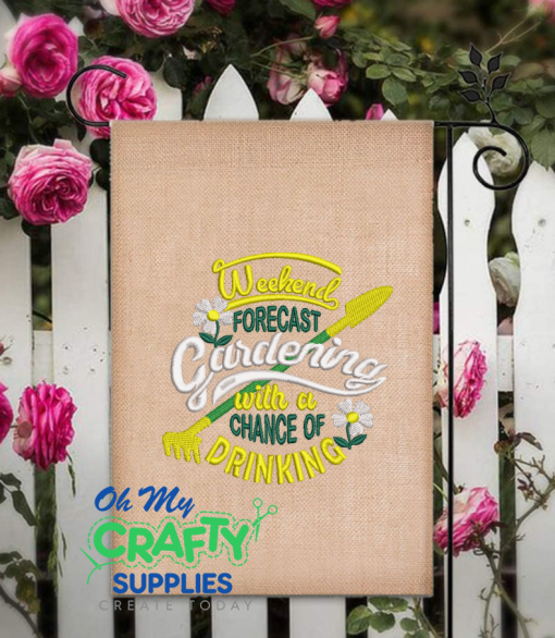 Gardening with a Chance of Drinking Embroidery Design