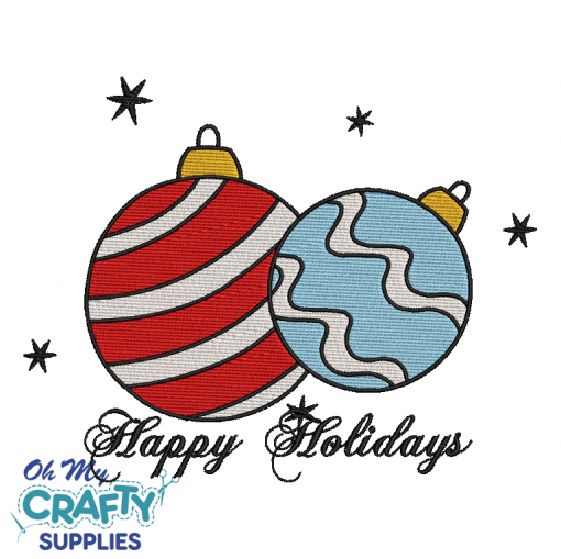 Happy Holidays Ornaments 91921 Embroidery Design