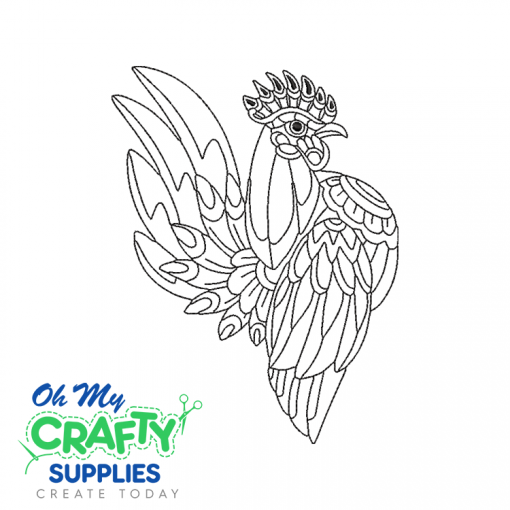 Henna Rooster 415 Embroidery Design