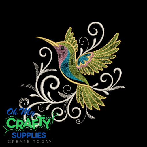 Hummingbird in Bloom Embroidery Design
