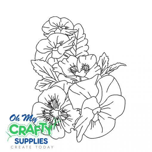 Pansy Flower Sketch Embroidery Design