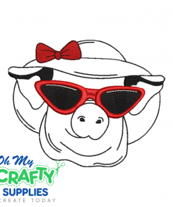 Pig with Hat Embroidery Design