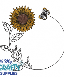 Sunflower Butterfly Frame 5222 Embroidery Design